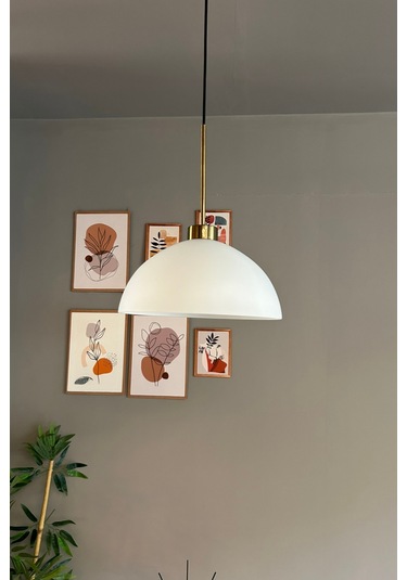 Perry Beyaz Cam Tekli Avize İnce Eskitme Başlık Retro Sarkıt Lamba Restoran Salon Aydınlatma Beyaz