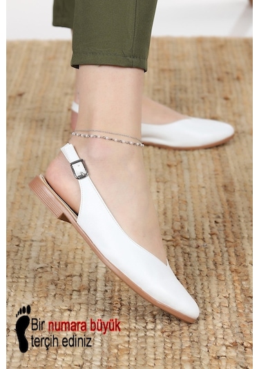 Kadın Misty Beyaz Arkası Acık Sivri Burun Günlük Babet-beyaz Beyaz