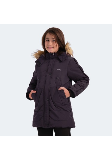 Slazenger CAMRON Çocuk Kapüşonlu Mor Mont & Kaban