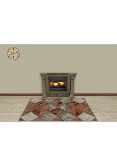 Modern Klasik Patchwork Eskitme Halı 120 X 180 Model 5437