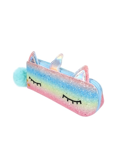 1 Adet Unicorn Payet Kalem Tutucu Öğrenciler Kırtasiye Çantası Büyük Kapasiteli Kalem Çantası Şeker Pembe