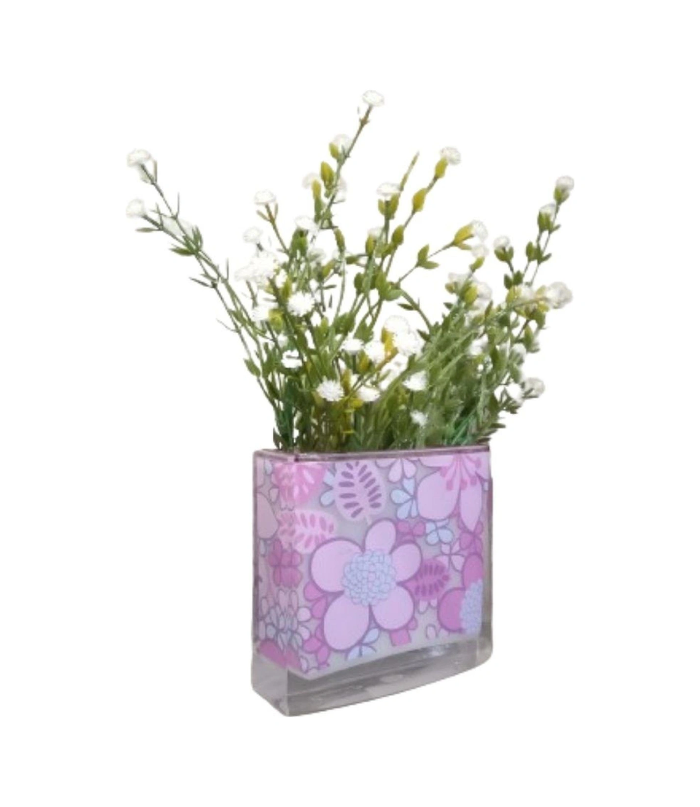 2 Adet Vazo Dahil,vazoda Çiçek,beyaz Yapay Çiçek,vazo Dekoratif Pembe Çiçekli 10x15x3cm Çok Renkli