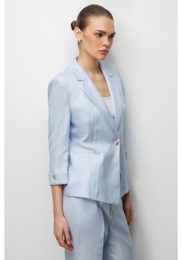 Ekol Kadın Fleto Cepli Duble Kol Ceket 1024 Mavi Mavi