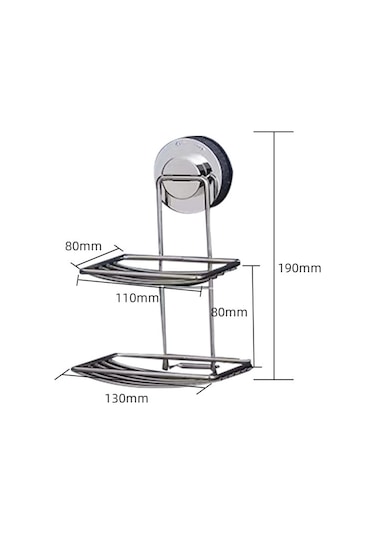 Üretici Toptan Basınçlı Yapışkan Depolama Rafı Mutfak Banyo Paslanmaz Çelik Sabun Rafı Sabunluk Damla Nakliye Çift Katmanlı Gümüş