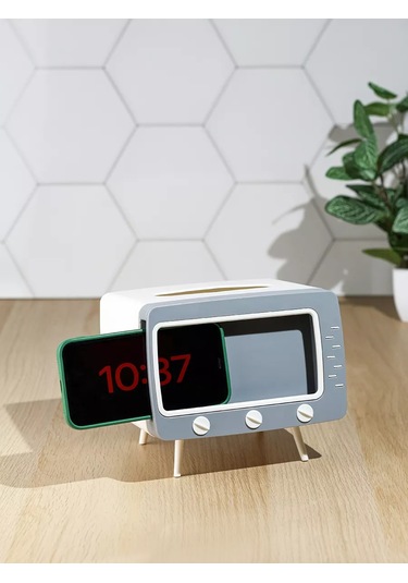 Miland Home Tel Sürahi Peçetelik Ve Telefon Standı Retro Televizyon 219030251 Beyaz