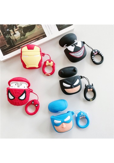 Youmex Airpod 1/2 Şarj Kutusu Koruması - Spiderman 3d Kartoon Desenli, Taşınabilir Ve Dayanıklı Silikon+plastik Kapak Diğer