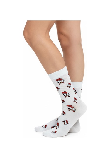 Gost Liria Chicken Socks Desenli Unisex Soket Çorap Beyaz
