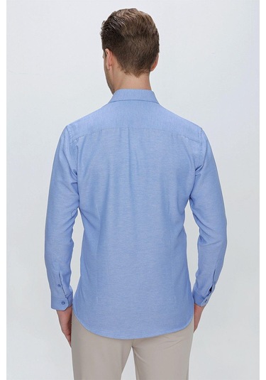 Gk 673 Slim Fit Mavi Klasik Gömlek Mavi