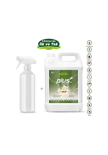 Oithox Plus Ul Böcek Pire Bit Tahta Kurusu Mite Hamam Böceği İlacı 5 L + Şişe