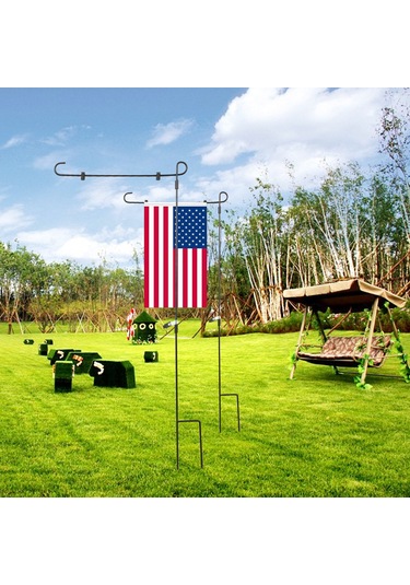 Vkemall Siyah Demir Bahçe Bayrak Direği 92x41cm - Kolay Montajlı, Dayanıklı, Stabile Bahçe Bayrak Tutucusu