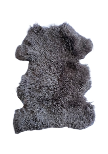 Gerçek Uzun Tüylü Koyun Postu Mor 70 X 50 Cm Mor