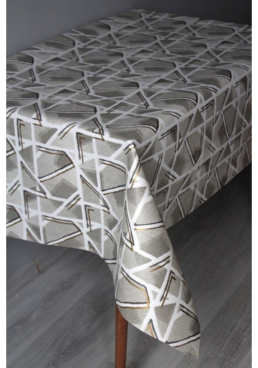 Elyaf Silinebilir Pvc Muşamba Masa Örtüsü 1242-1 Parlakminiçizgi Altın