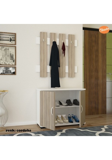 Portmanto Takım Ayakkabılık Vestiyer Askılıklı Ayakkabılık Dolabı Cordoba - Beyaz