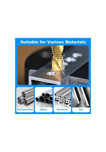 Youtek Hss Titanyum Kaplama Helikal Makine Teli, Delme-üçgen Köşe Aşınma Birleşik, M3-m10 Boyutları, 6 Adet Set