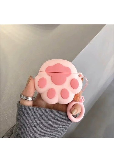 Apple Airpods Pro 3. Nesil 2025 Uyumlu Figürlü Silikon Kılıf Anahtarlıklı Kılıf Koyu Pembe