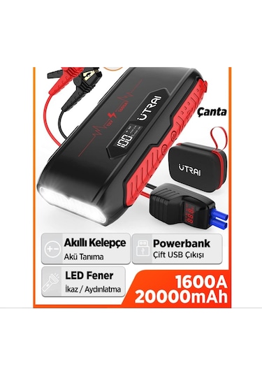 Utrai Jstar 3 20000 mAh 1600A Jump Starter Taşınabilir Akü Takviye Cihazı Seti