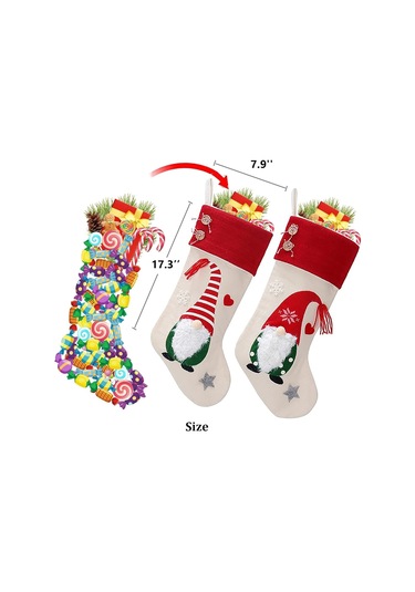 Noel Çorapları, 2'li Paket 3d Sevimli Noel Çorapları Büyük Askılı Noel Çorapları Çorap Hediye Çantası Şeker Çantası