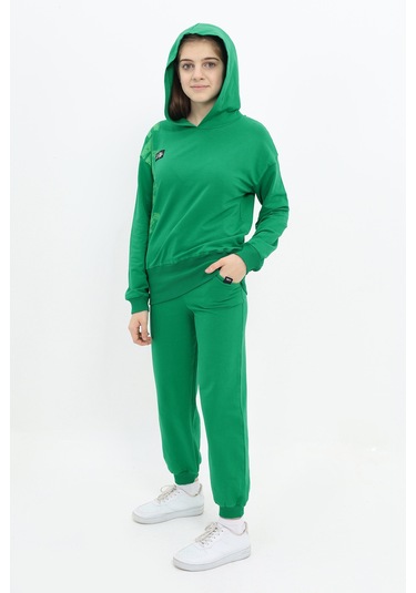Toontoy Kız Çocuk Baskılı Eşofman Takım Çimen Yeşili