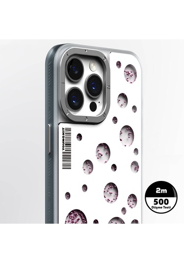 İphone 15 Pro Max Uyumlu Kılıf Magsafe Şarj Özellikli Youngkit Quicksand Beads Serisi Kapak Beyaz