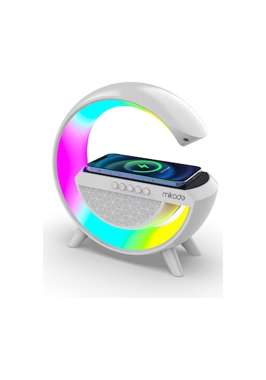 Mikado Md-g111 Beyaz 10w 1800mah Bt/tf/usb/15w Wireless Şarj Rgb Işıklı Speaker
