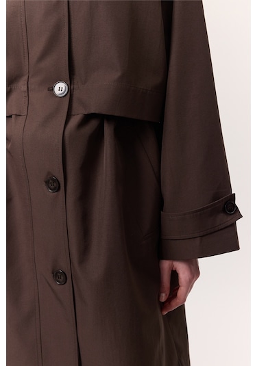 Bel Ayarlamalı Hafif Trençkot Çikolata Çikolata Kahverengi
