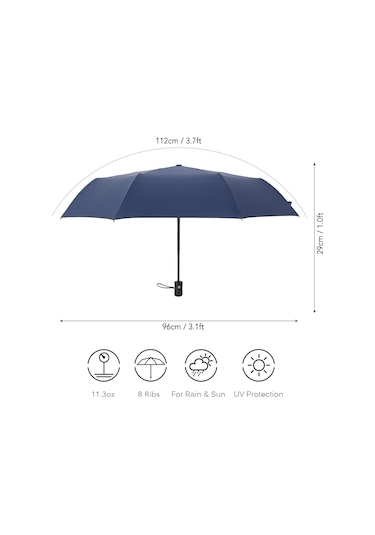 Moveevo Otomatik Açılıp Kapanır Siyah Jelik Güneş Ve Yağmur Şemsiyesi - 8 Kemikli Üç Katlı İş Stili Güneş Engeli Mor