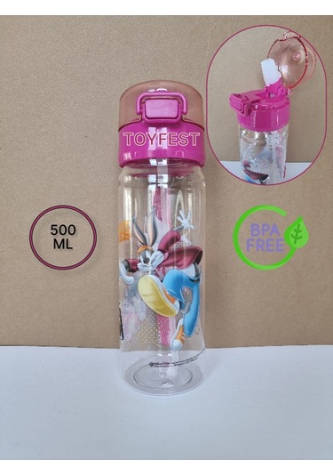 Pipetli Suluk Matara - Kilit Kapaklı Looney Tunes Lisanslı Temalı - 500 Ml