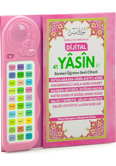 Çocuklar İçin Sure Dua Öğreten Cihaz Sesli Yasini Şerif Kitabı Pembe