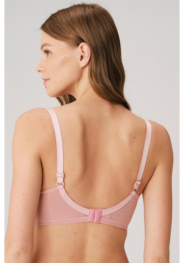 Balenli Desteksiz Dolgusuz Toparlayıcı Dantelli Küçültücü Sütyen Gül Kurusu