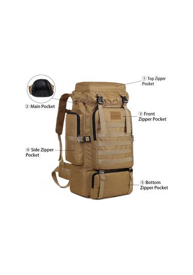 Lemestar Kahverengi Kanvas Outdoor Sirt Çantasi - Genis Hacimli, Bölmeli Tasima Ve Organizasyon Icin Tasarlanmis - 65 Cm Boy Haki