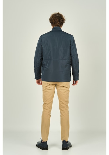 Lucas Erkek Fermuar Ve Çıtçıt Kapamalı Hakim Yaka Kaban 4785 Açık Lacivert Açık Lacivert