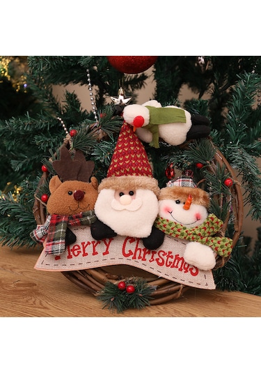 Noel Rattan Çelenk Dekoratif Kolye Geyik Tarzı 023