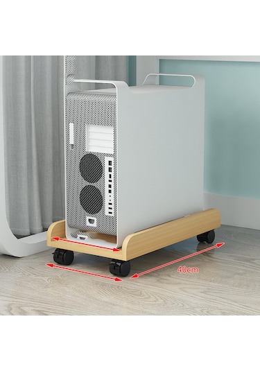 Homyl Masaüstü Cpu Ahşap Tekerlekli Stand Bilgisayar Kasası