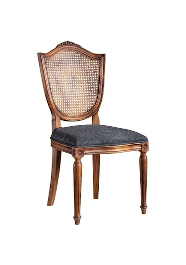 Kupa Torna Oymalı Ahşap Sandalye Ceviz