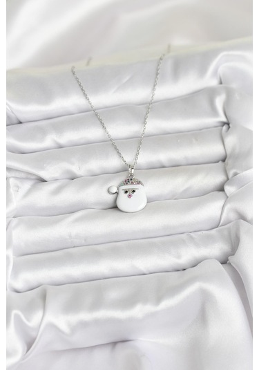 316l Çelik Zincir Gümüş Renk Şapkalı Kardan Adam Kafası Model Yılbaşı Temalı Kadın Kolye - Tj-bko10705 Gümüş