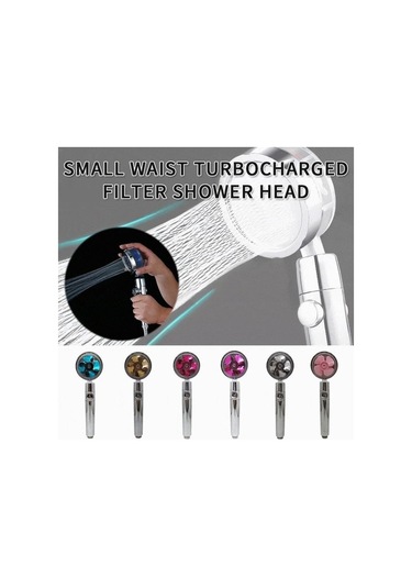 Primepickings Kırmızı Filtresiz 360 Derece Dönen Turbo Duş Başlığı Yağmur Biçimli Duş Turboşarjlı Sulama 2 Katlı Gri