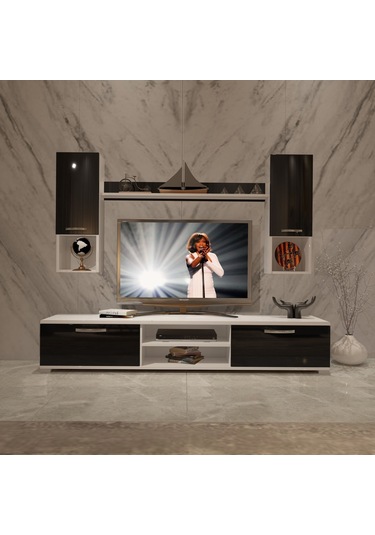 Decoraktiv Eko 5da Mdf Dvd Tv Ünitesi Tv Sehpası Beyaz - Siyah