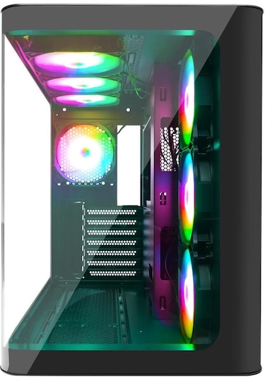 Rampage Loopy Plus Siyah 7 12cm Argb Fan 950w 80 Plus Standart Temperli Cam Kumandalı Atx Mid-t Gaming Oyuncu Kasası