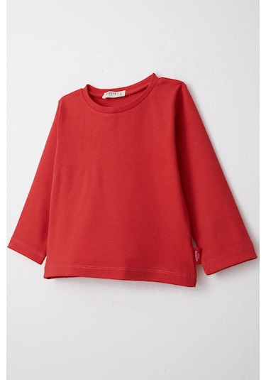 Breeze Erkek Çocuk Uzun Kollu Tişört Basic 1-4 Yaş, Kırmızı-kırmızı Kırmızı