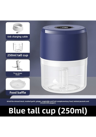 Shineyee Ev Kullanıma Mini Kablosuz Elektrikli Sarımsak Ezici 250ml Mavi - Fıstık, Tohum Ve Malzeme Ezmek İçin Uygun, Temizliği Kolay Diğer