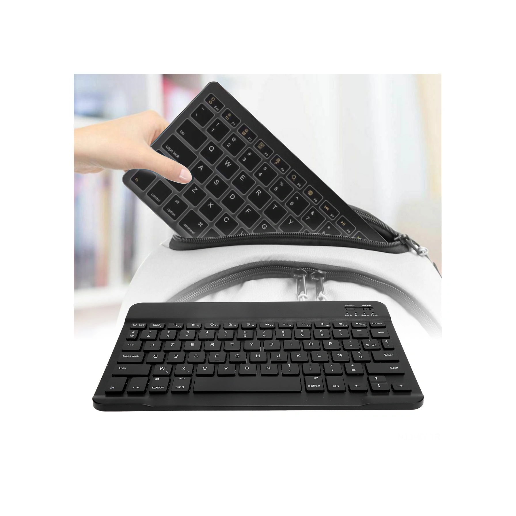 Shineyee Siyah Taşınabilir Mini Kablosuz Bluetooth Klavye - Akıllı Telefon, Tablet, Dizüstü Bilgisayar İçin - Su Geçirmez, Toz Geçirmez - Yerleşik Pil