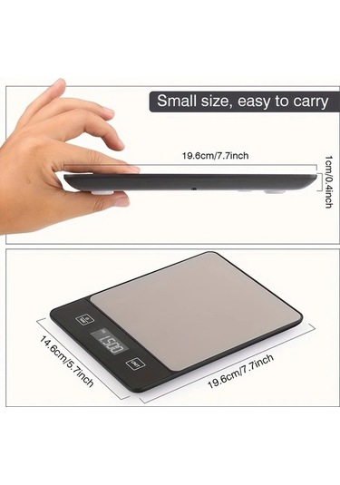 Fastbuy Wangxi Siyah Mutfak Terazisi - 01g Hassasiyet, 6 Birim Doğruluk, Paslanmaz Çelik Siyah