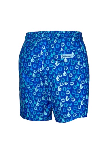 Anemoss Yelken Üç Cepli İçi Fileli Bel Lastik Ve Bağlama İpli Erkek Deniz Şortu Çok Renkli