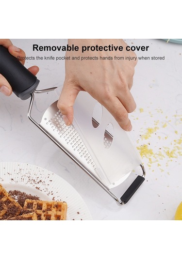 Cbtx Peynir Rende Paslanmaz Çelik Bıçak Peynir Dilimleyici Limon Rende Çikolata Kazıma Planya Koruyucu Kapaklı Siyah