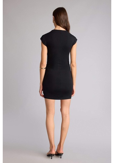 Defacto Bodycon Vücudu Saran Ribana Mini Elbise H5756ax26spbk81 Siyah-bk81
