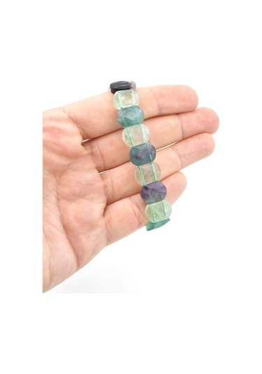 Murty99 Oval Kesim Hakiki Florit Taşı Bileklik Yeşil