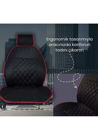 Point Alfa Romeo 146 Sedan Oto Siyah-kırmızı Ön İki Koltuk Minderi