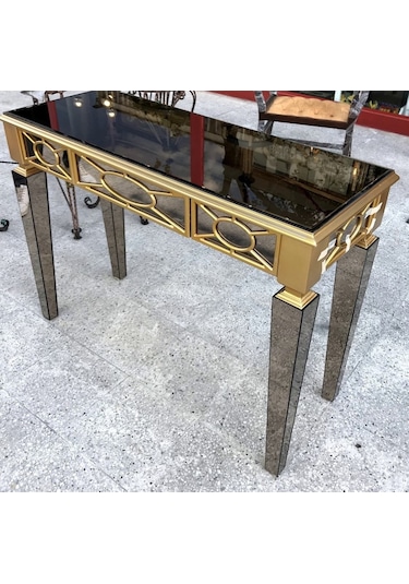 Dresuar Motifli Ayna Kaplamalı Model Parlak Gold Renk Kayın Torn (382320600) Altın