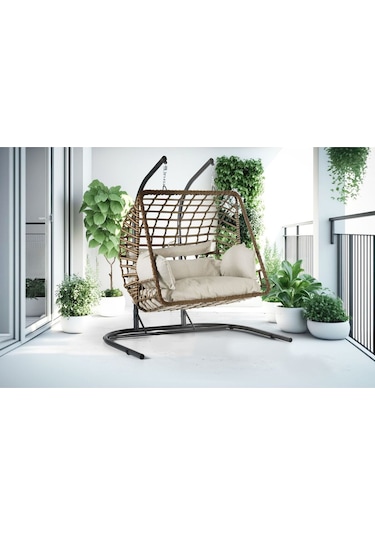 Tu Tienda Tu Tienda İki Kişilik Rattan Örgü Salıncak,kahverengi Kahverengi