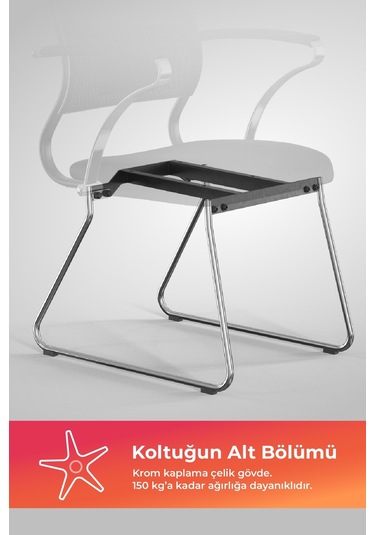 Ergolife Sit Air Ergonomik Bekleme Koltuğu Krom Ayaklı, Bel Destekli, Fileli, Toplantı Sandalyesi -572.5f.1.6a4 Çok Renkli